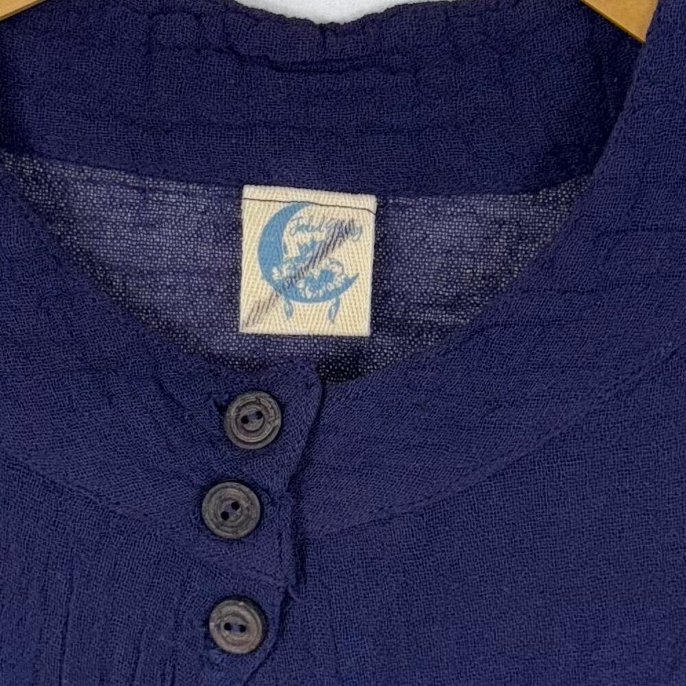Jaded Gypsy Women's Oversize Gauze Button Down Top L/XL Navy Blue - Picture 2 of 12